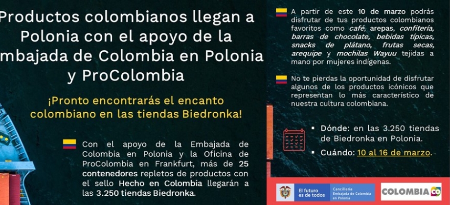 Productos colombianos llegan a Polonia con el apoyo de la Embajada de Colombia 